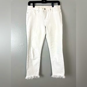 Blank NYC Madison High Rise Crop White Fringe Bottom Size 4 Fast Shipping